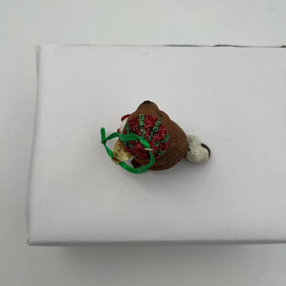 Danbury Mint Ornament Brown Beaver Glitter Snowball Christmas Holiday Decor